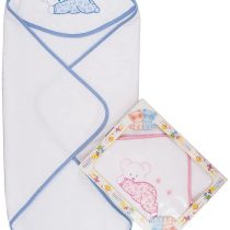 Bubabù ACC042-ROS Baby Bathrobe Yoghy, Terry Towel Triangle Bathrobe with Embroidered Hood, Pink, 75 x 75 cm