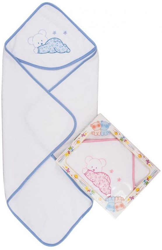 Bubabù ACC042-ROS Baby Bathrobe Yoghy, Terry Towel Triangle Bathrobe with Embroidered Hood, Pink, 75 x 75 cm