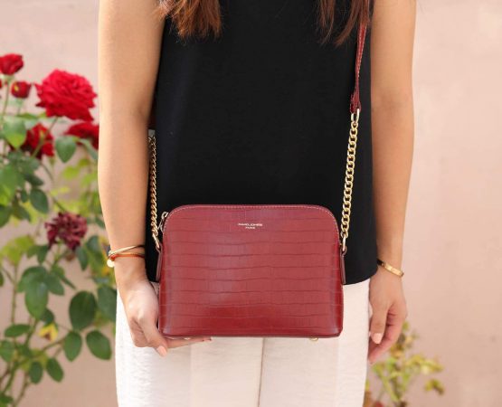 David Jones - Women's Small Crossbody Bag - Chain Shoulder Bag - Saffiano PU Faux Leather Rigid Messenger Bag - Evening Party City Clutch - Ladies Zip Handbag - Fashion Elegant Simple - Image 2