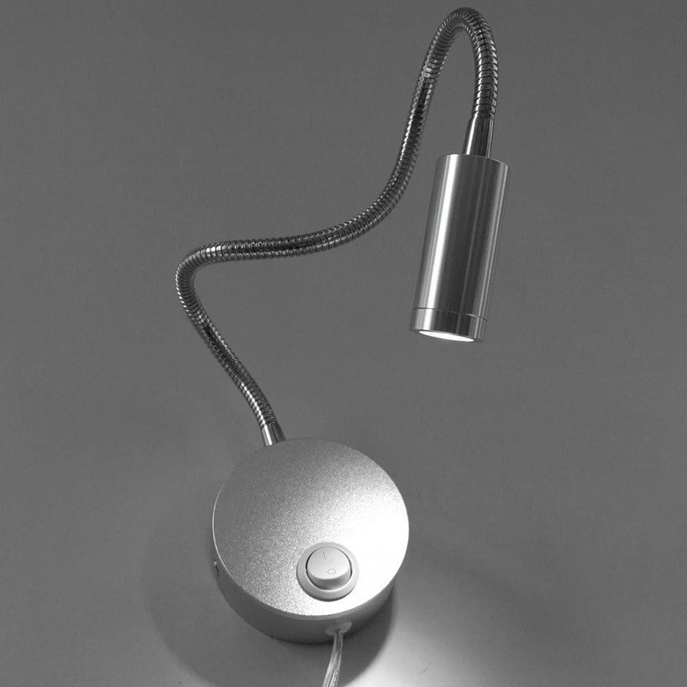 WeFoonLo 3W Wall Mounted Reading Light Flexible Gooseneck LED Sconce Lamp with Plug & Switch for Bedroom Office, Workbench - Image 4