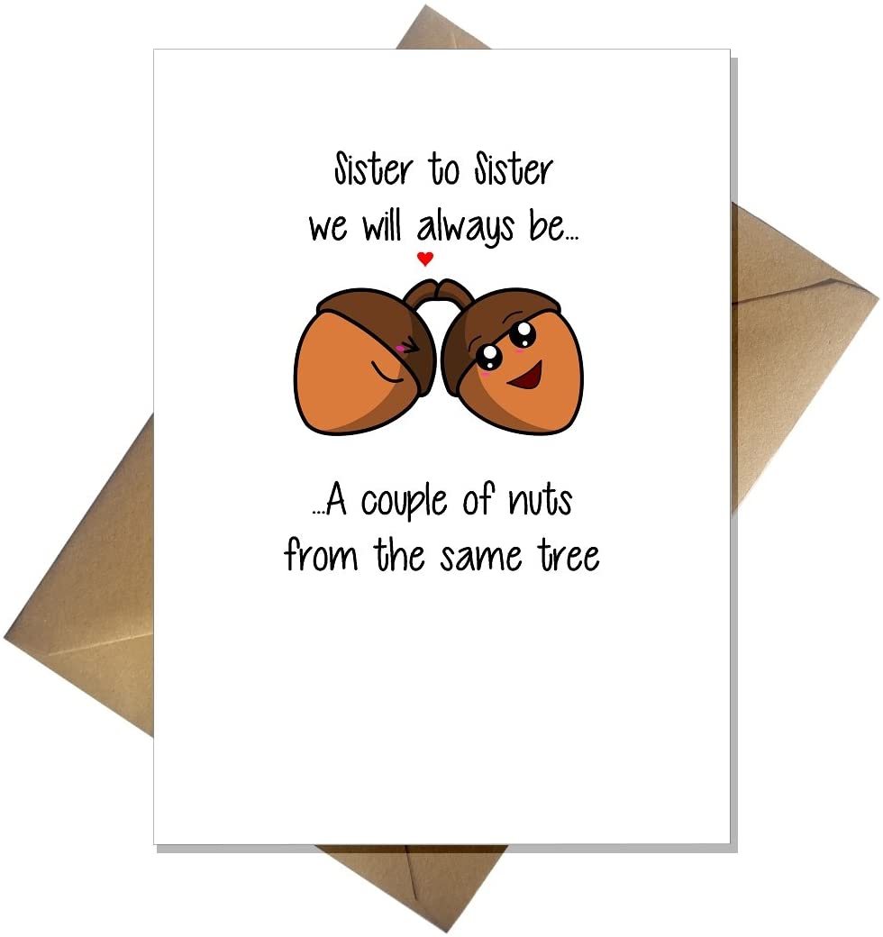 Acorn-y Cute Birthday Card for your sister - Greetings card for any occasion Thank You Get well, Birthday etc