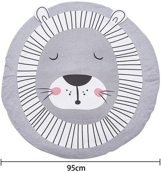 Baby Blanket Cotton, Queta Baby Play Gym Mat Playmat Activity Gym Floor Mat for Toddler Kids 90cm Soft Sleeping Mat (Lion) - Image 2
