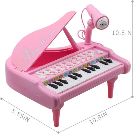 Amy&Benton Piano Keyboard Toy for Baby, 24 Keys Electronic Toy Piano for Kids with Microphone, Pink Piano Toy for Toddler Girl 1 2 3 Years Old - Image 2
