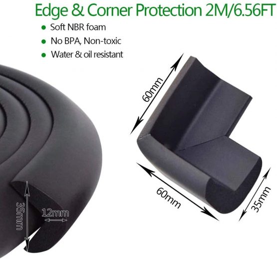 Fairy Baby Safety Baby Edge & Corner Guards Colorful Childproofing Protection(6.6ft Edge Guard+4 Corner Guards) (Black, 2M) - Image 3