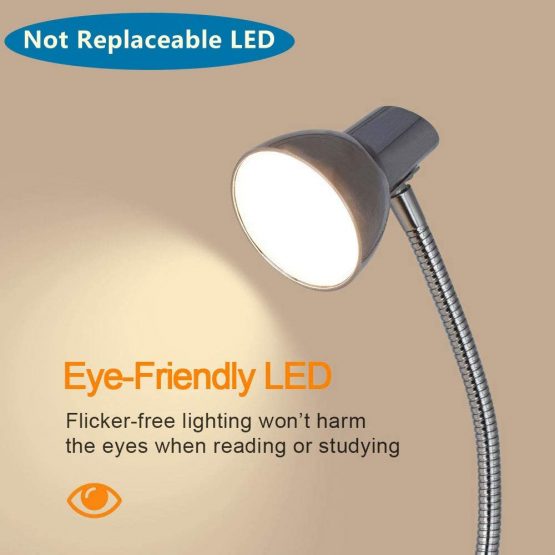 PADMA LED Desk Lamp 5W Eye-Caring Table Lamp 3000K Warm White Silver Chrome Finish Adjustable Reading Lamp for Student Study Office Bedroom Living Room - Image 3