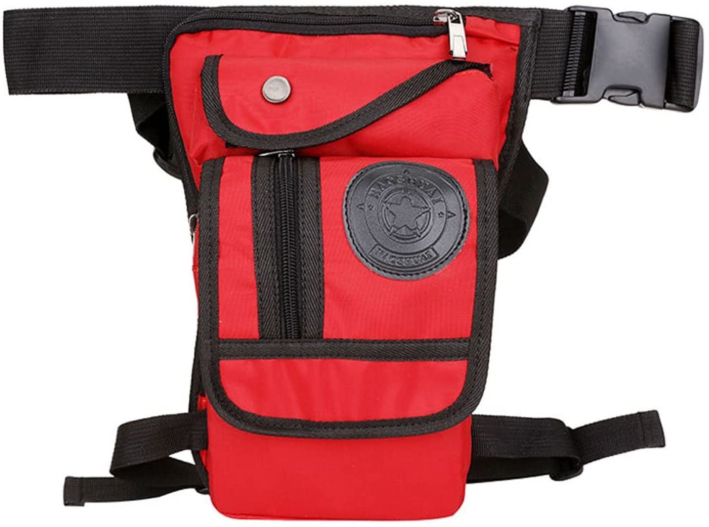 Xieben Nylon Drop Leg Bag for Men Women Motorcycle Bike Hip Bum Belt Waist Fanny Pack Travel Outdoor Camping Tactical Hiking Cycling Crossbody Shoulder Pouch Red - Image 2