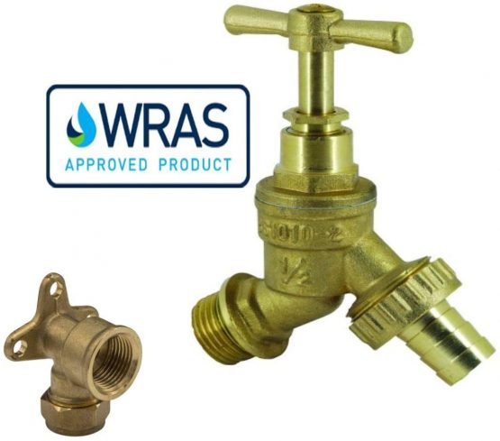 Water Bibcock Tap 1/2 inch BSP with Brass Wall Plate Fixture BS1010-2