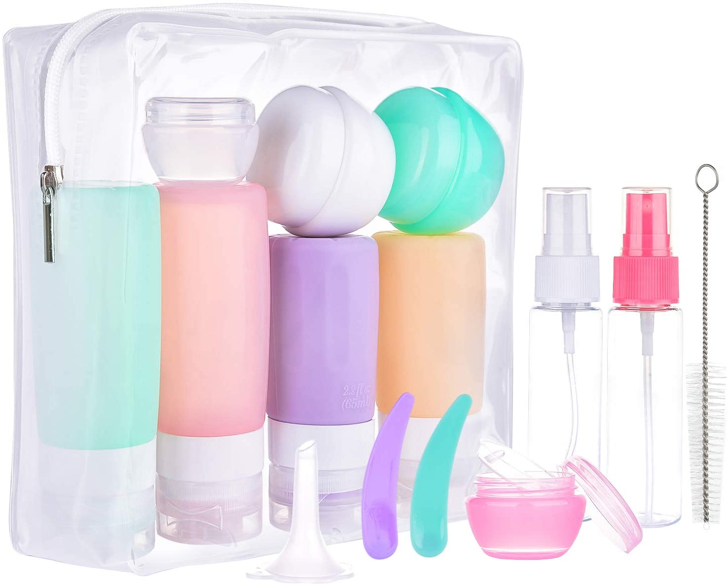 Morfone 16 Pack Travel Bottles Set for Toiletries TSA Approved Travel Containers Leak Proof Silicone Squeezable Travel Accessories 2oz 3oz for Shampoo Conditioner Lotion Body Wash (BPA Free)