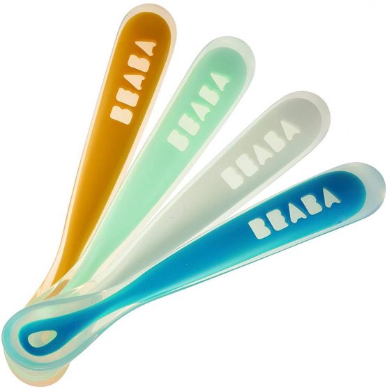 BÉABA - Baby Spoons - Silicone weaning spoon - Set of 4 - 1st stage - Rainbow