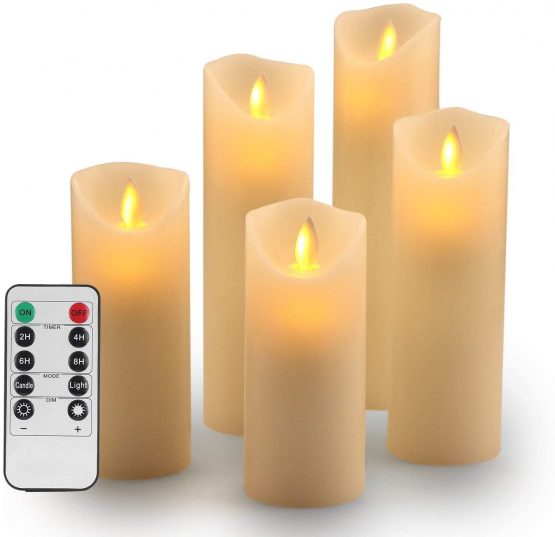 LED Candles Flameless Candles :H(5.5" 6" 6.5"7"8") Realistic Dancing Mood Candles and 10 Key Remote Control with 24 Hour Timer Function Gift Decoration Party(Ivory)