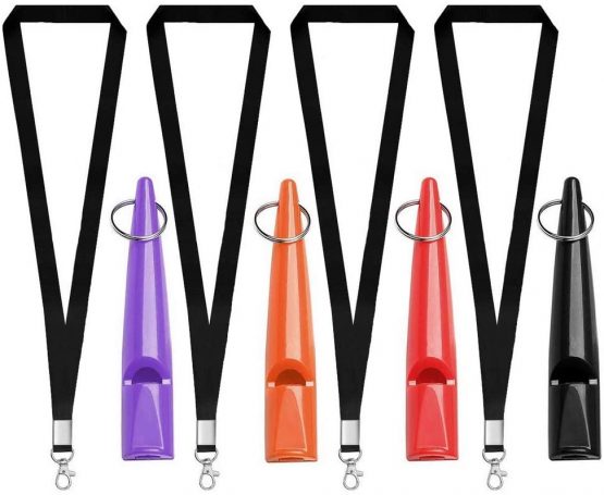 kuou 4 Pcs Professional Dog Whistles, Dog Training Whistle High Pitch Plastic Dog Whistles With Lanyard Keychain for Barking & Recall