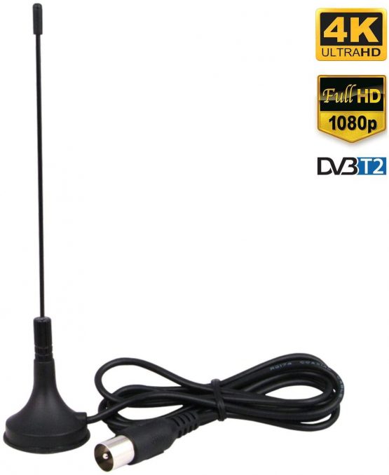 Portable Freeview HD TV Aerial - August DTA180 - Powerful Mini Antenna with Magnetic Base for Kitchen / Truck / Bedroom Portable Television