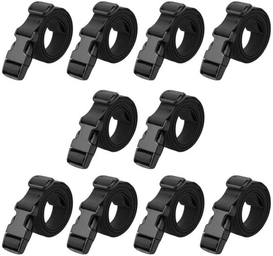 Magarrow Luggage Straps Adjustable Travel Accessories Suitcase Travel Buckle Belt Non-Slip Packing Belt (Brown- 10pcs)