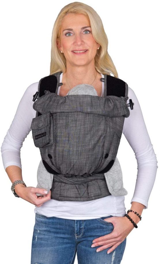Hoppediz Bondolino Comfort Carrier for Babies Incl. Instruction, Denim-Black - Image 2