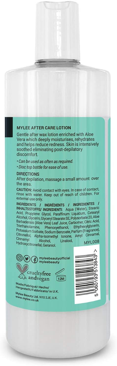 Mylee After Care Post Depilatory Skin Moisturiser for Smooth Skin Enriched with Aloe Vera, Calming and Soothing Lotion (500ml) - Image 3