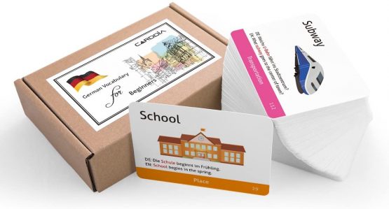 CARDDIA German Vocabulary Flashcards for Beginners (Illustrations - with Example Sentences)