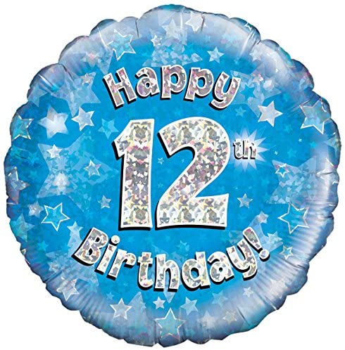 Oaktree 18" Happy 12th Birthday Blue Holographic Balloon