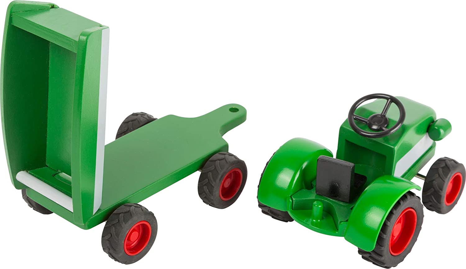 Woodfriends 11006 Tractor of wood, incl. trailer in a beautiful natural green, suitable for farms from 3 years - Image 4