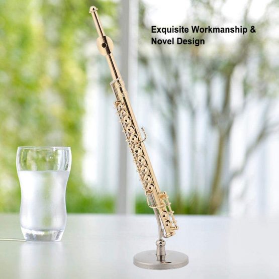 Mini Trumpet Boxed Top Grade Gift Mini Musical Instrument Model Miniature Flute Replica with Stand and Case Gold Plated Instrument Model Musical Ornaments 5.9 * 1.3 * 1.3in - Image 4