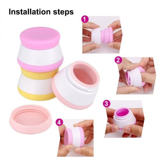 4 Pack Leakproof Silicone Travel Cosmetic Containers, 20ml Empty Makeup Face Cream Jars Bottles Multifunction Container for Crema Powder Loose Tea Vintamin - Image 4