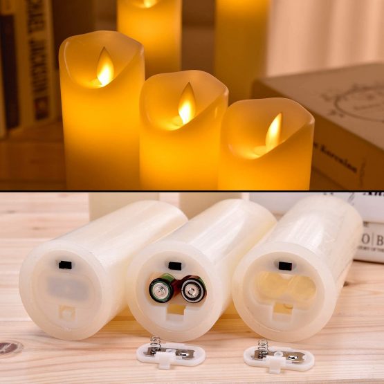 LED Candles Flameless Candles :H(5.5" 6" 6.5"7"8") Realistic Dancing Mood Candles and 10 Key Remote Control with 24 Hour Timer Function Gift Decoration Party(Ivory) - Image 3