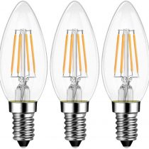 3 Pack 2Watt Candle LED Filament Light Bulbs E14 / SES/Small Edison Screw Paul Russells Bright 2W=25W C35 Chandelier 360 Beam Lamp Warm White 2700K 25W Incandescent Bulbs Equivalent