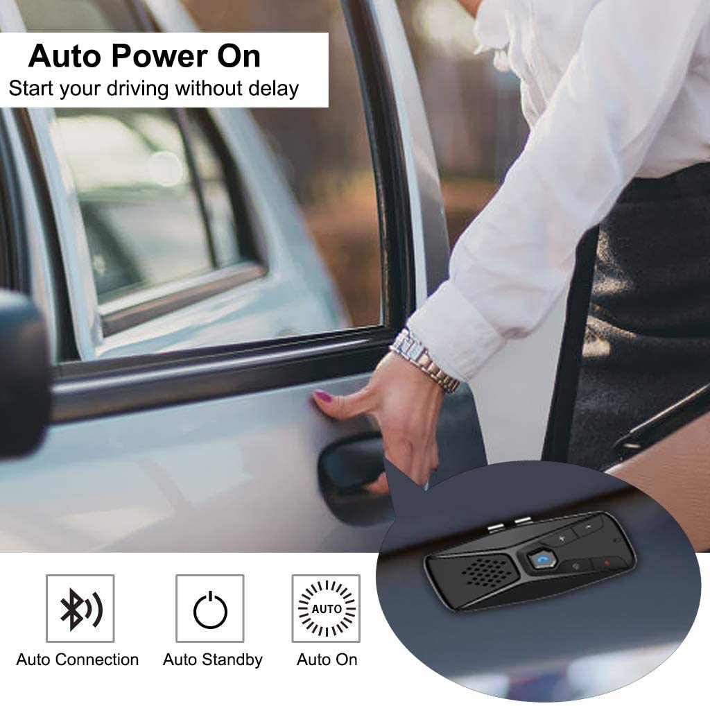 NETVIP Bluetooth Car Speakerphone Handsfree Car Kit AUTO POWER ON Visor