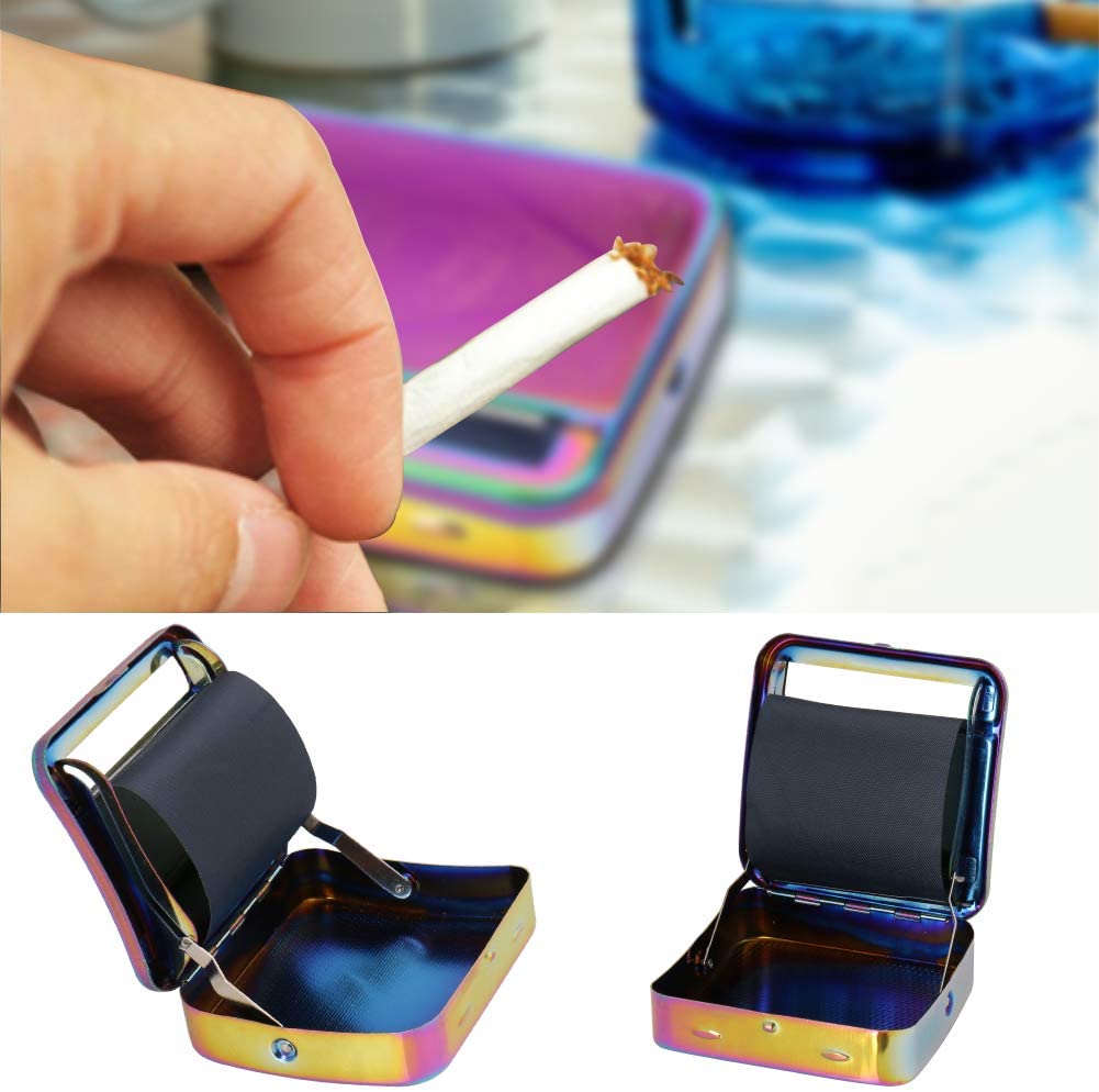 Automatic Rolling Box, Cigarette Rolling Machine Portable Metal Box for Rolling Tobacco, Smoking Roller and Storage Case (Multicolour) - Image 3