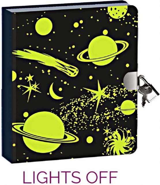 Peaceable Kingdom Kids Diary With Lock and Key Now with Spare Keys (Space Glow In The Dark) - Image 3