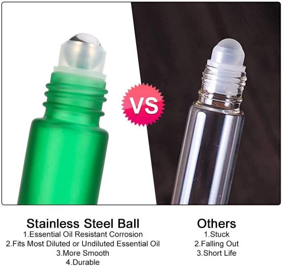 tiopeia 8 Pcs 10ml Essential Oils Roller Bottles, Frosted Glass Roll Bottles with Stainless Steel Ball for Essential Oils, Aromatherapy, Fragrance - Image 4