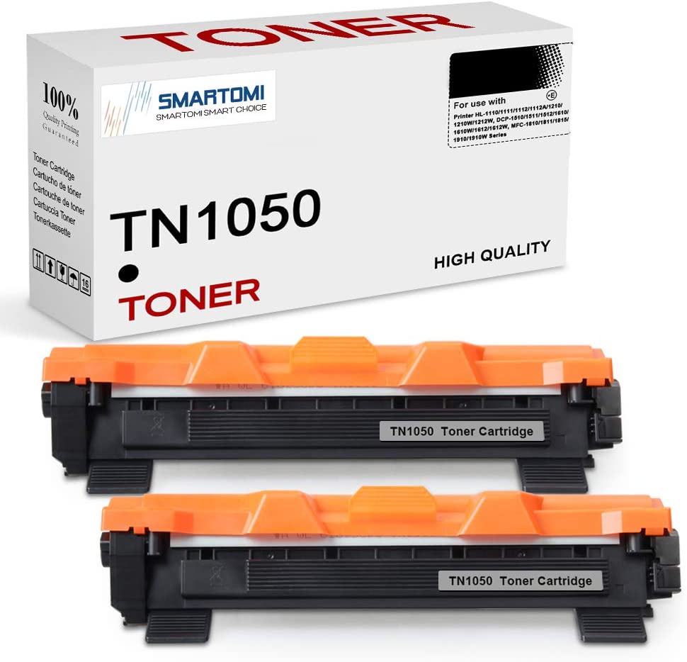 SMARTOMI 2PK TN1050 Compatible Black Toner Cartridges Brother TN1050 for used with Brother HL-1110 HL-1112 HL-1212 HL-1210 DCP-1510 DCP-1610 DCP-1612 DCP-1512 MFC-1810 MFC-1910 Series Printers