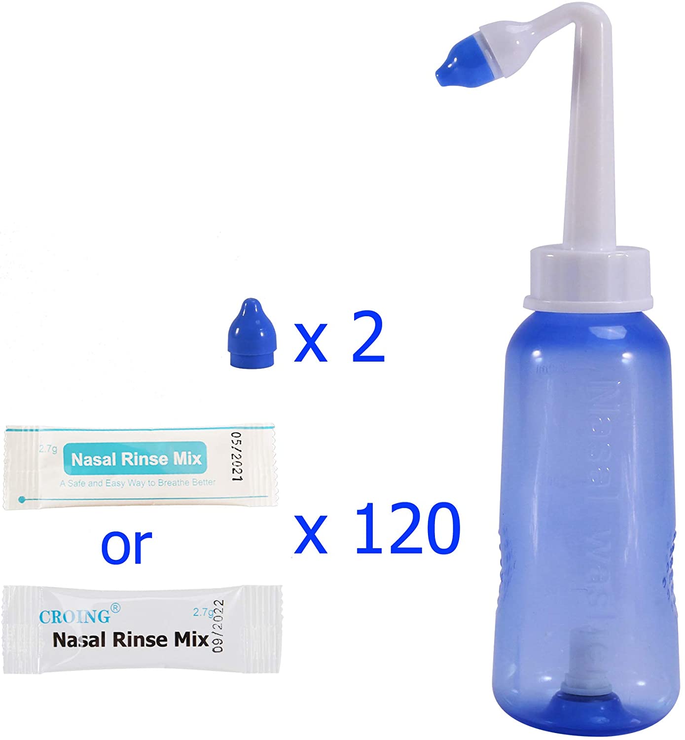 CROING – 120 x Sinus Rinse Mix + 1x Sinus Rinse Bottle (300ml), Nasal ...