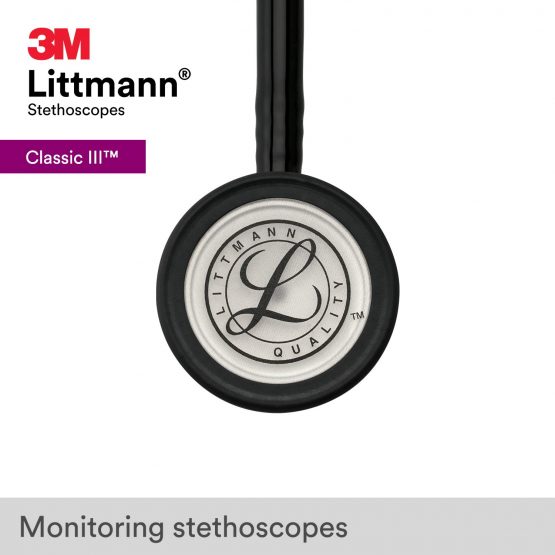 3M Littmann Classic III Monitoring Stethoscope, Black Tube, 69 cm, 5620 - Image 3