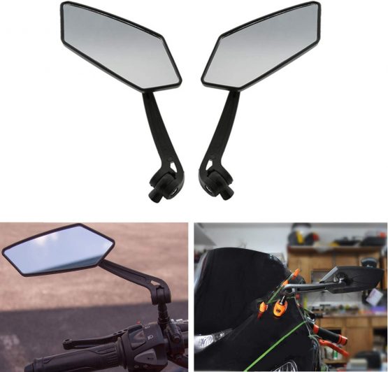 Osan pack of 2 universal acrylic/ABS plastic motorcycle rear view mirrors, 8 mm/10 mm, for Sport Choppers/Cruisers, black - Image 2