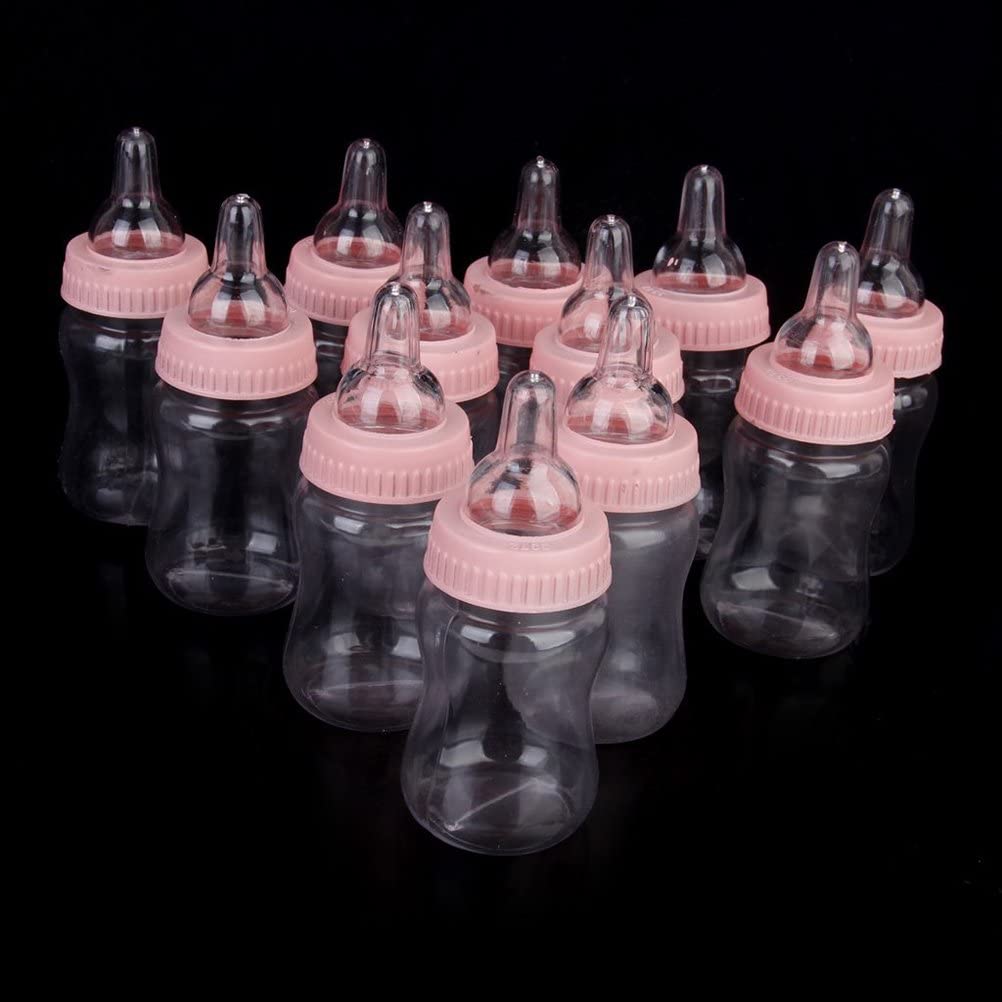 NUOLUX 12pcs Baby Bottle Favors Bottle Bank Gift Set for Showers Parties Birthday Decoration (Pink), 12 count (Pack of 1) - Image 2