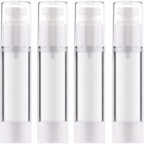 Alledomain 6Pcs 50Ml Airless Pump Bottle | Refillable Empty Clear Travel Lotion Pump Containers Dispenser/Vacuum Press Pump Bottles for Foundation, Essence, Lotion