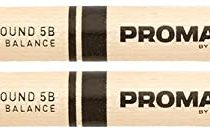 ProMark Drum Sticks - Finesse 5B Drumsticks - Drum Sticks Set - Ideal for Jazz - Small Round Wood Tip - Maple Drumsticks - Consistent Weight and Pitch - 1 Pair