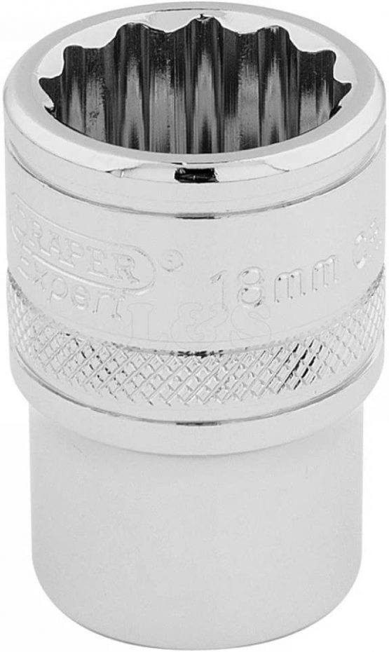 Draper Expert 34437 18 mm 1/2-Inch Square Drive Hi-Torq 12-Point Socket