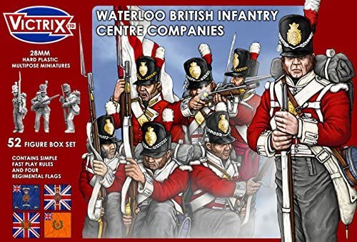 Victrix VX0001 - Waterloo British Infantry Centre Companies - 52 Figure Box Set with Flags - 28mm Plastic Miniatures Napoleonic