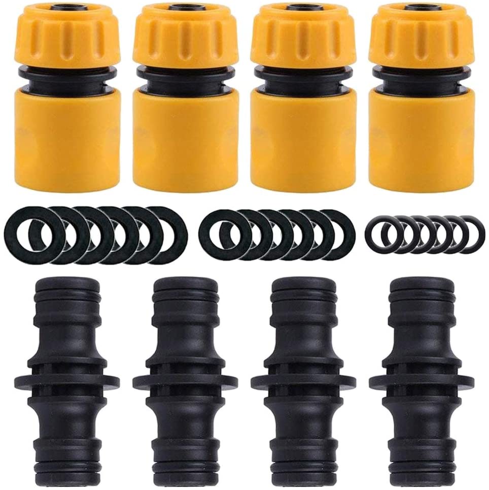 YAAVAAW 8 Pack Garden Hose Connector, Contains 4 Pack Hose End Connector & 4 Pack Double Male Hose Connector Extender