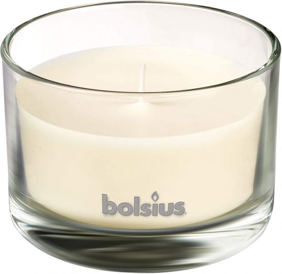 BOLSIUS Medium Glass Scented Candle Vanilla, Wax, White - Image 3