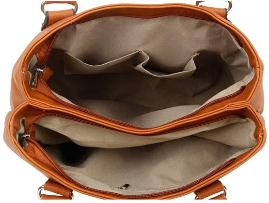 Women Double Compartments Spacious Faux Leather Large Size Tote Bag Hobo Shopper Handbag - Image 3