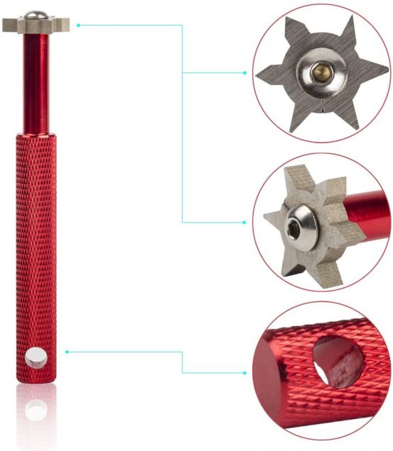 Rancross Men's 1 Beehive Filter 6 Heads-Golf Sharpener Re-Grooving Tool and Cleaner for All Irons Pitching Sand Lob Gap and Approach Wedges and Utility Clubs, Red, 1