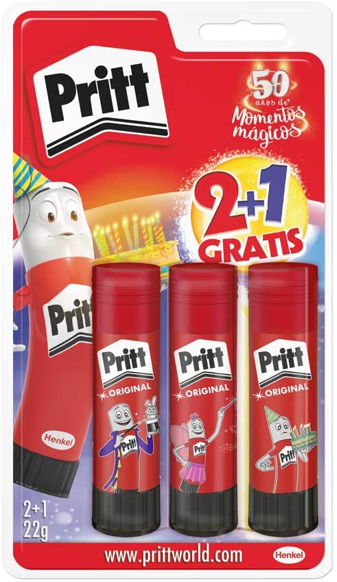 Pritt B-22 (22 + 1) - Glue Stick, 22 g, red, 3 x 22 g