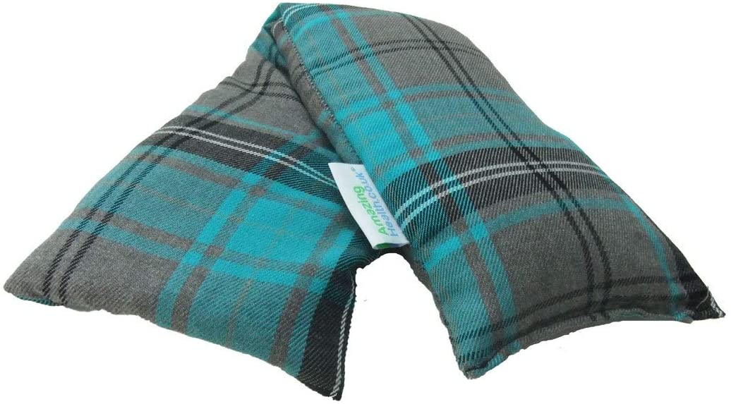 Amazing Health UNSCENTED Microwave Wheat Bag - Turquoise Tartan, 46cm Long, Cotton Heat Pad, Hot and Cold Pack, Made in UK, Gift Boxed - Image 2
