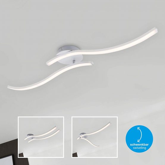 Briloner Leuchten LED Ceiling Light, 2-Bulb Ceiling Light, 700 Lumen, 3000 Kelvin (Warm White) 9 Watt, Aluminium-Coloured, 782x120x110mm (Lxwxh)