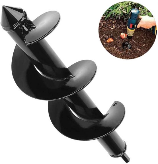 Natuce 30 * 8CM Bulb Auger Drill Bit, Earth Auger Spiral Drill Bit, Garden Planter Tool, Post Hole Borer With Non-Slip Hex Drive, Garden Digger Attachments For Planting Flower, Bulbs