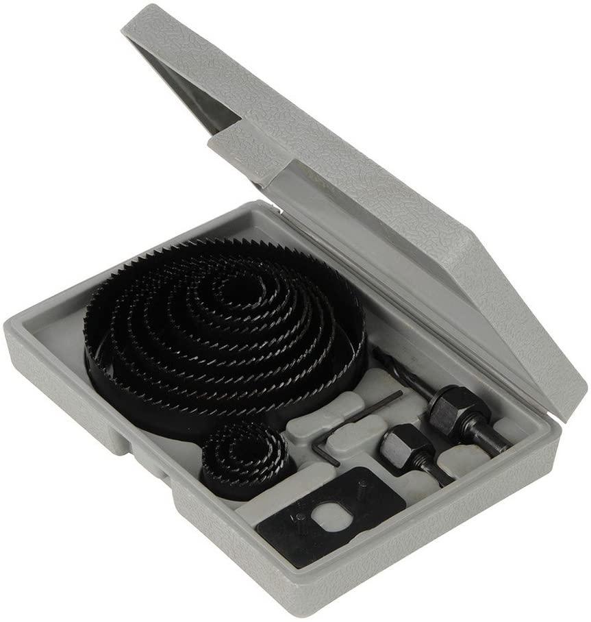 Silverline Holesaw Kit - 16 Piece Set, 19mm to 127mm Diameter for Wood Metal & Plastic Cutting (633729), Black, 19 - 127mm Dia