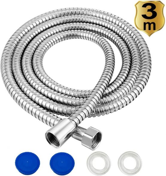 3m Shower Hose Long Extra Stainless Steel Shower Pipe Hose Replacement Chrome Shower Cable