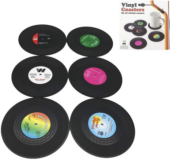 DIFLY 6 PCS Retro CD Record Vinyl Coasters Cup Mat for Coffee Drink Tableware Non-Slip Coasters - Image 3